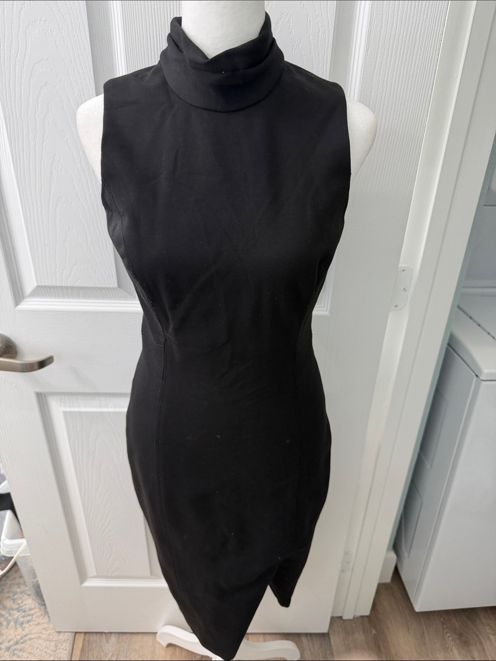 White House Black Market Black Sleeveless Turtleneck Midi Dress